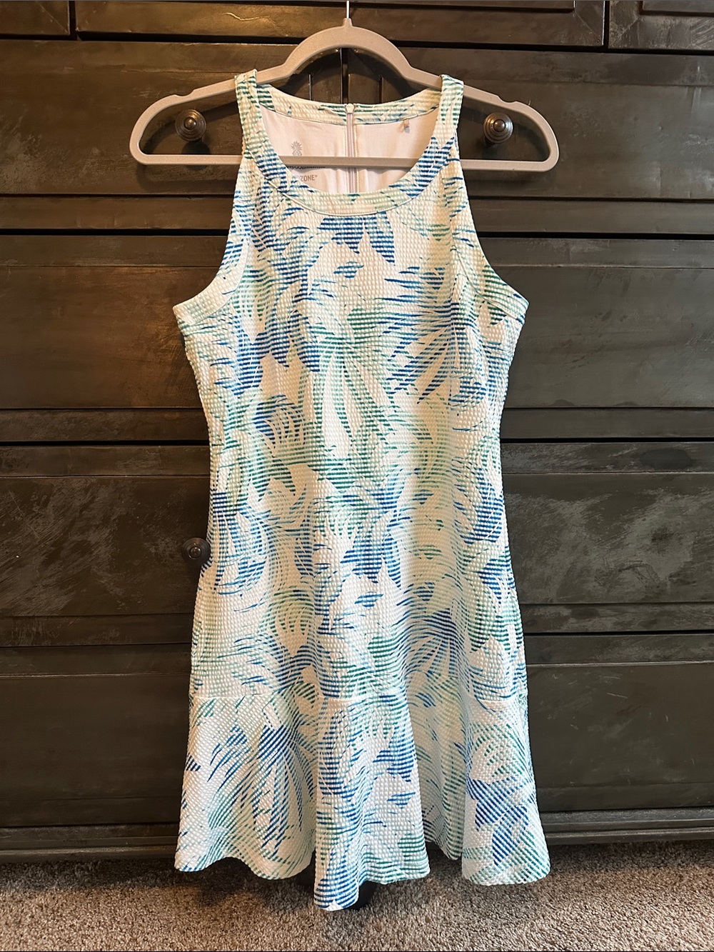 Tommy Bahama Islandzone Floral Textured Fit-and-Flare Dress in Blue & Mint